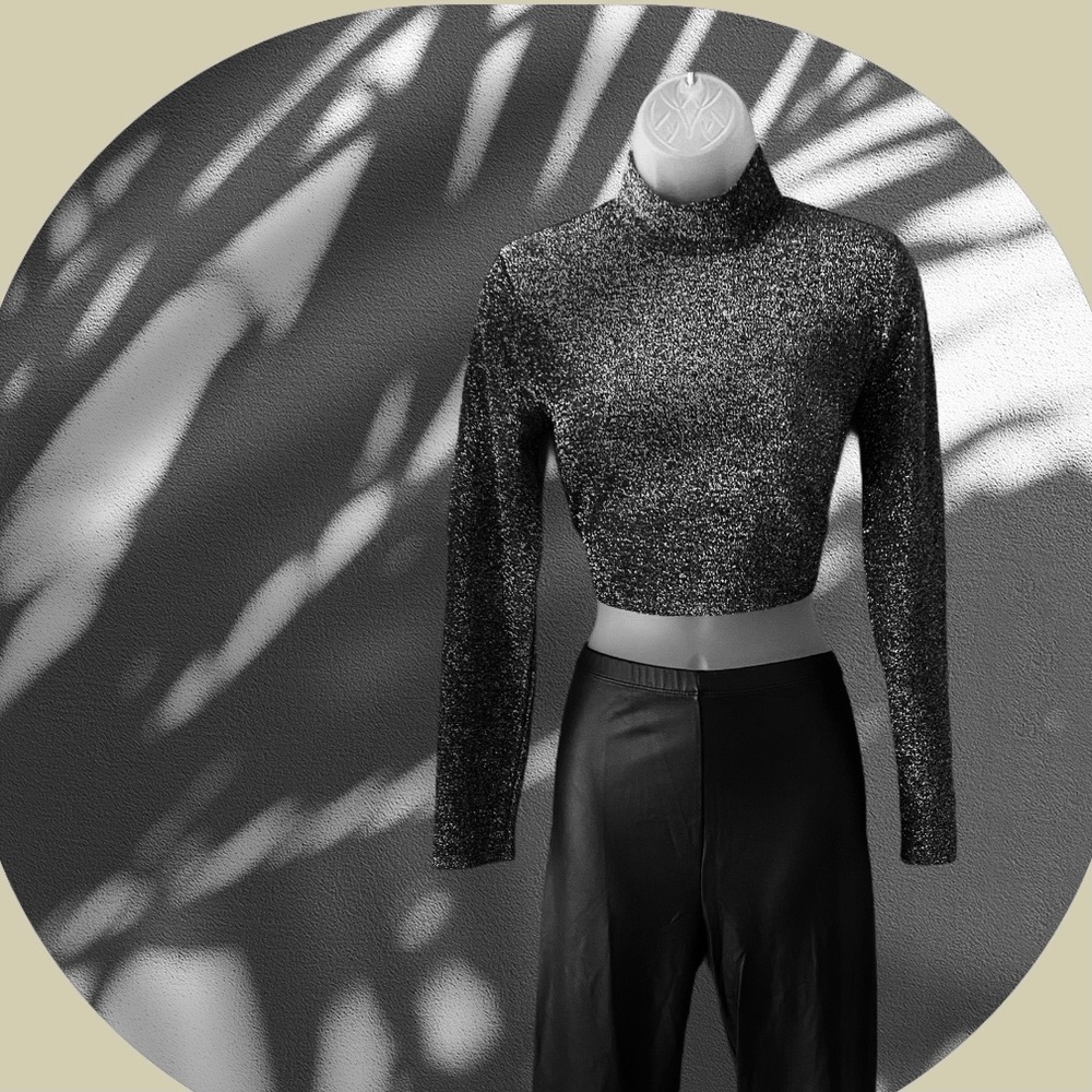 Black Pleather Leggings and shimmer crop top